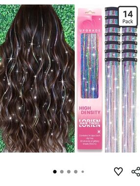 Clip in Hair Tinsel, 14 Pcs Colorful Glitter